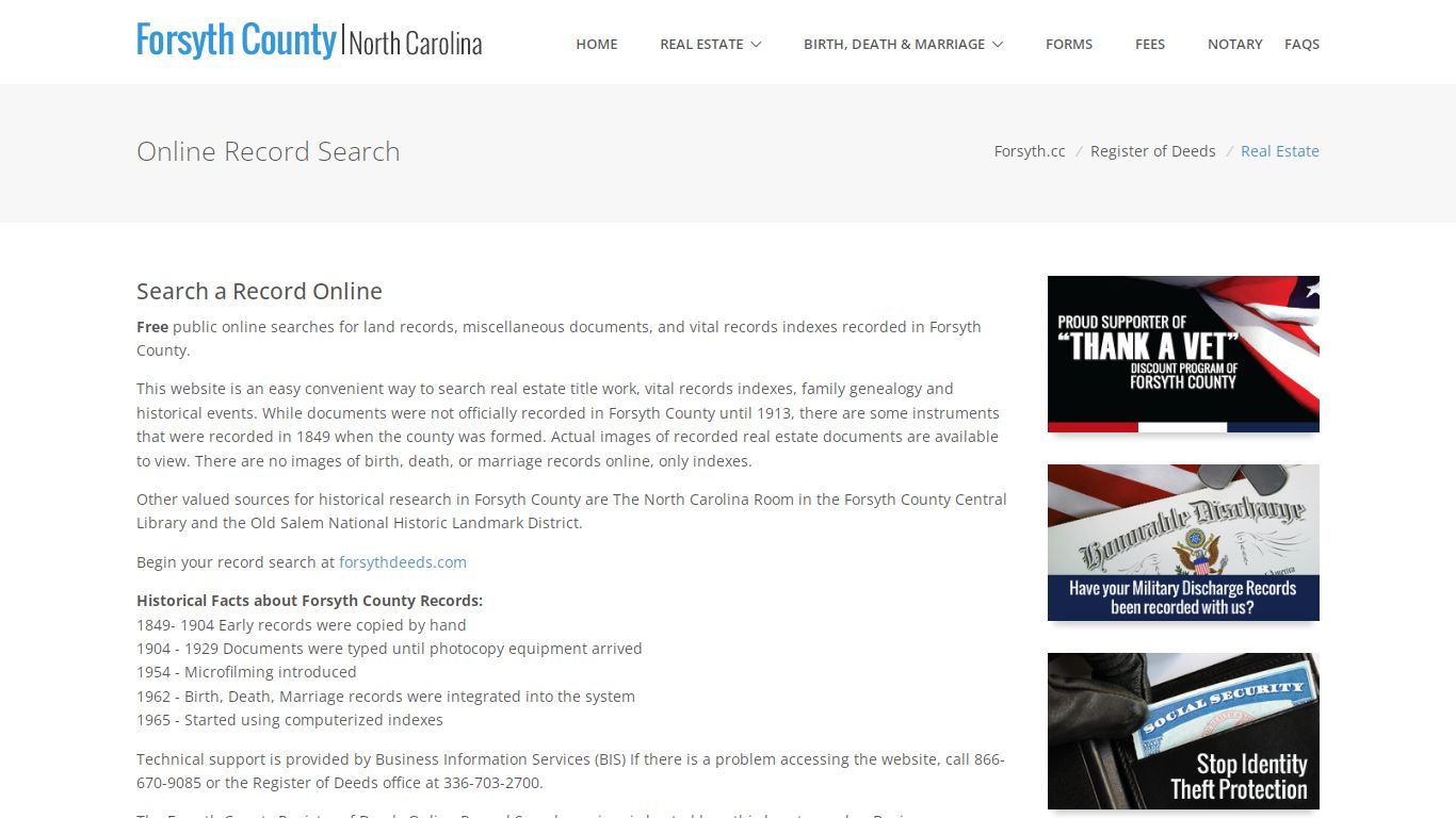 Online Record Search - Forsyth County NC